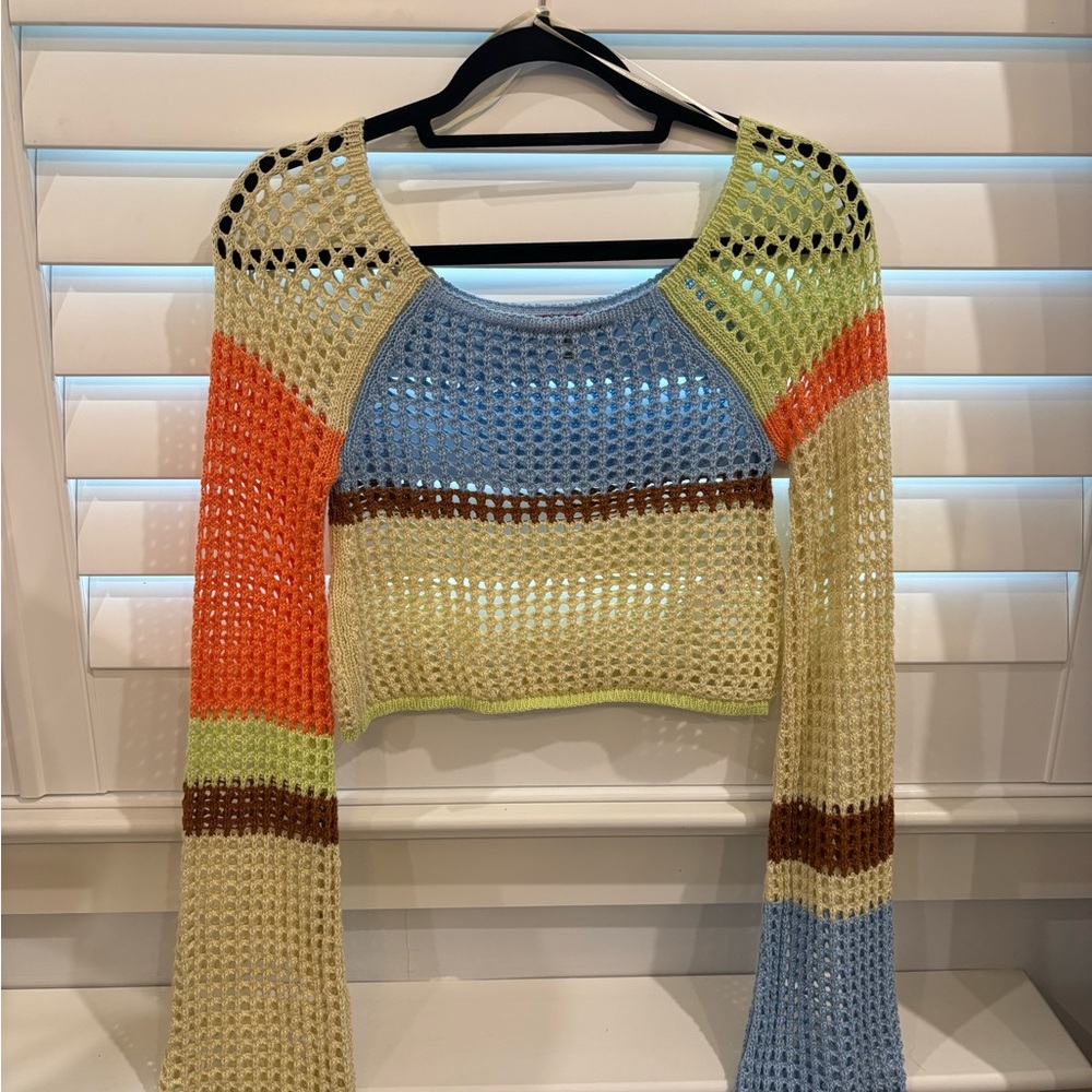 Urban Outfitters Blue and Yellow Crochet Top - Picture 3 of 3